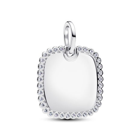En Square Sterling Silver Pendt W Clr Cb