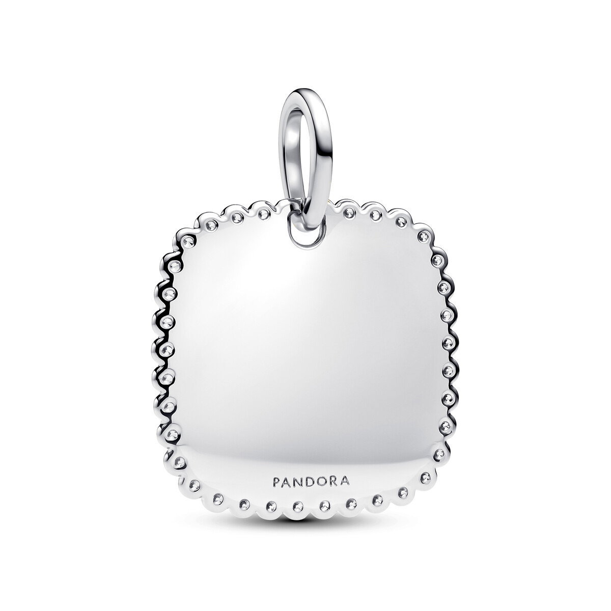 En Square Sterling Silver Pendt W Clr Cb