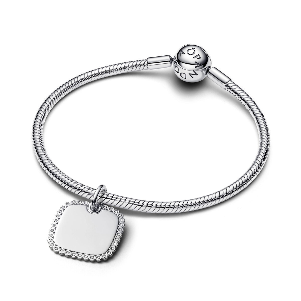 En Square Sterling Silver Pendt W Clr Cb