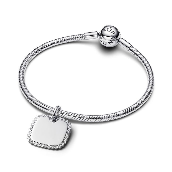 En Square Sterling Silver Pendt W Clr Cb