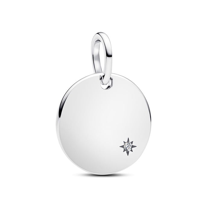 En Round Sterling Silver Pendant 0.012Ct