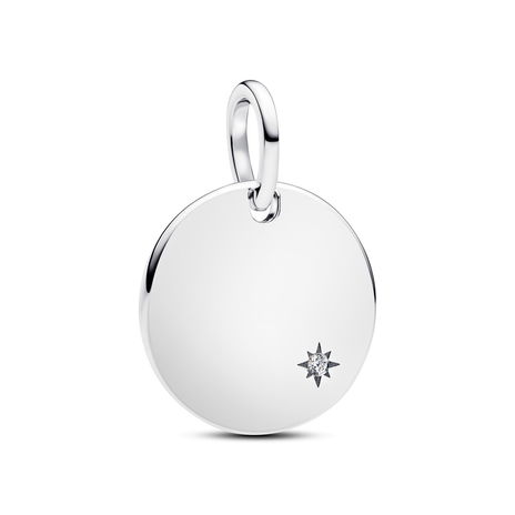 En Round Sterling Silver Pendant 0.012Ct