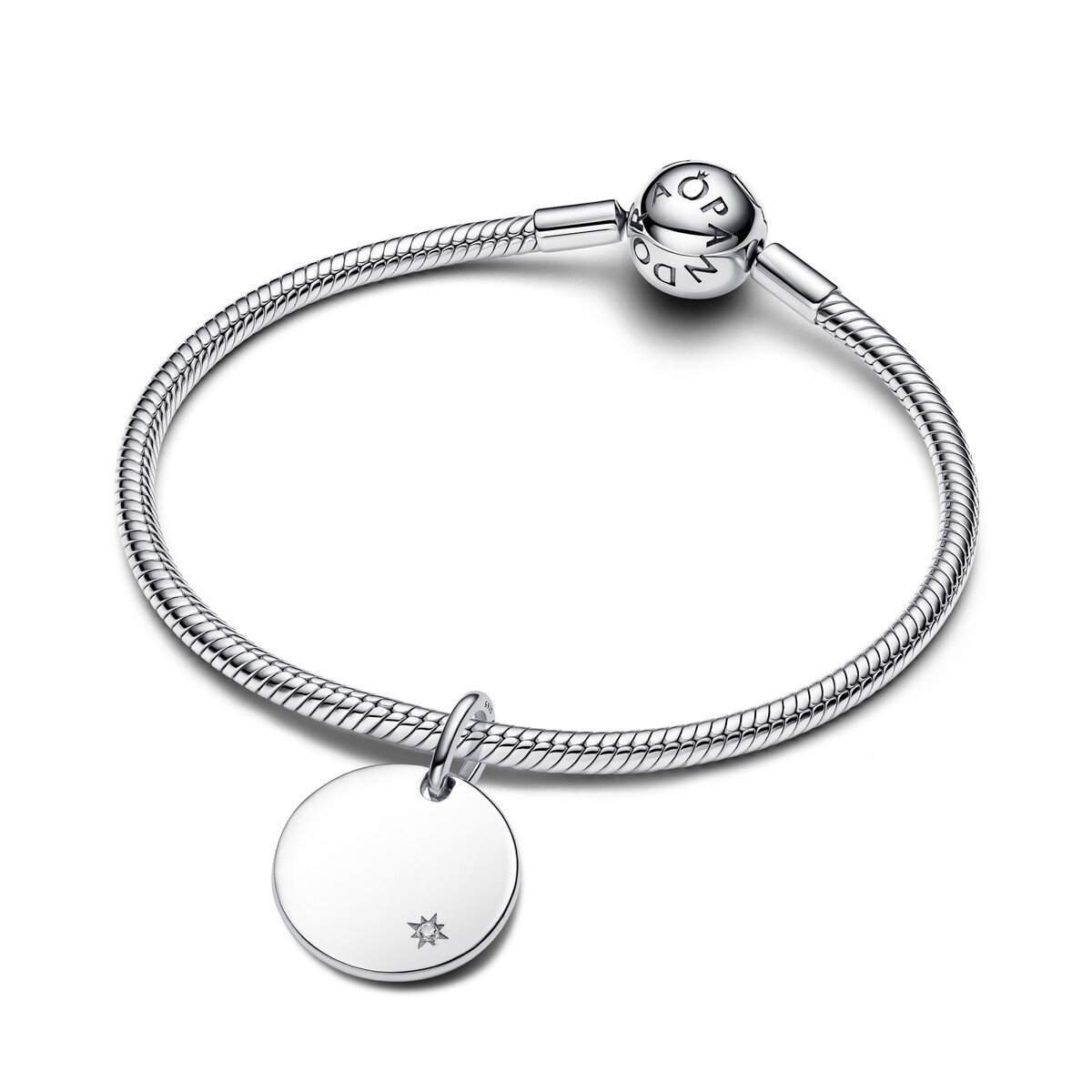 En Round Sterling Silver Pendant 0.012Ct