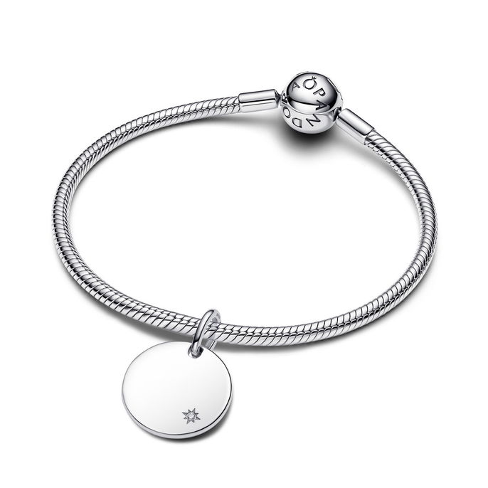 En Round Sterling Silver Pendant 0.012Ct