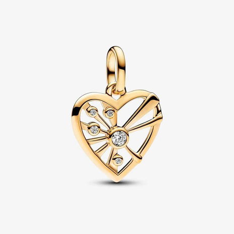 Heart 14K G.Plated Medallion W/Clr Cz