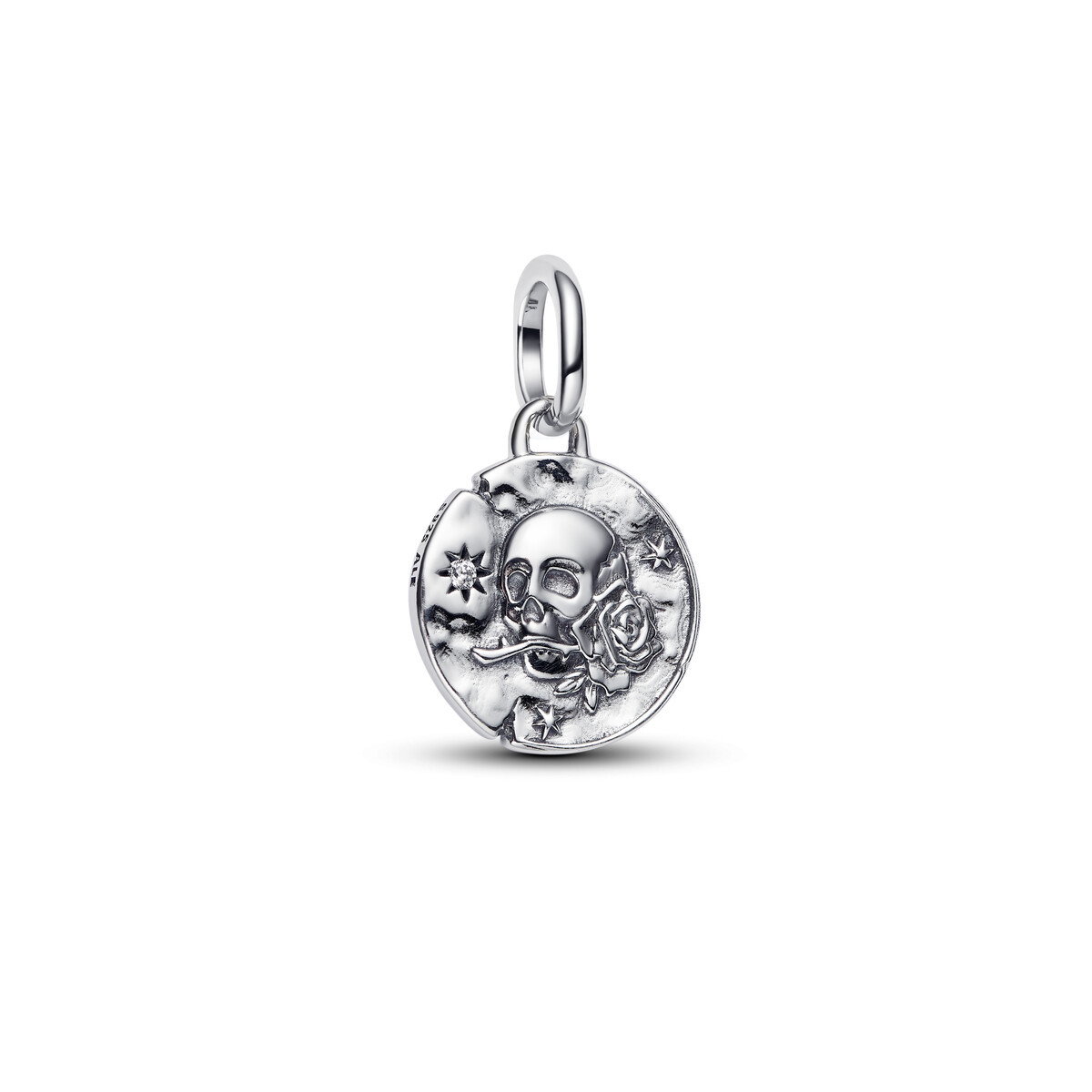 Skull Silver Medallion W Clr Cb Zir