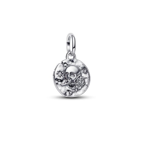 Skull Silver Medallion W Clr Cb Zir