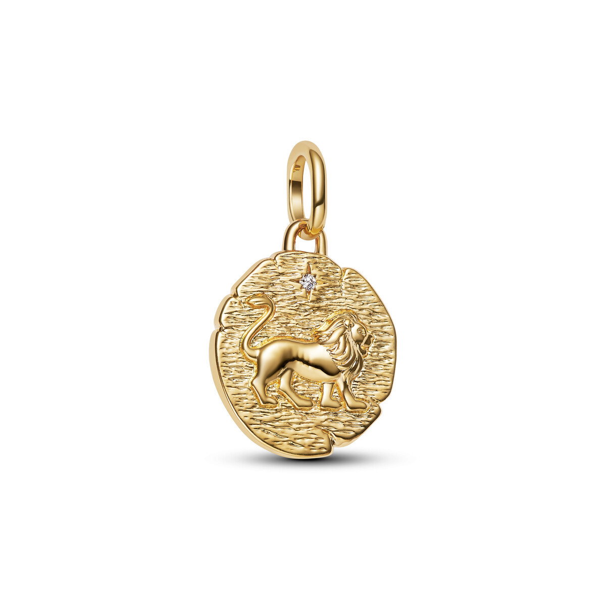 Lion 14K Gold-Plated Medallion W Clr Zir
