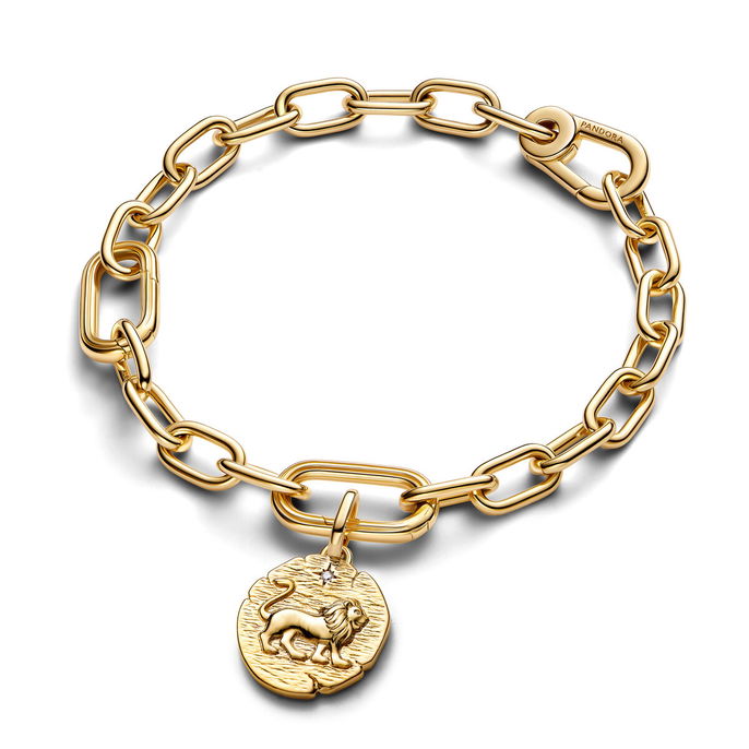 Lion 14K Gold-Plated Medallion W Clr Zir