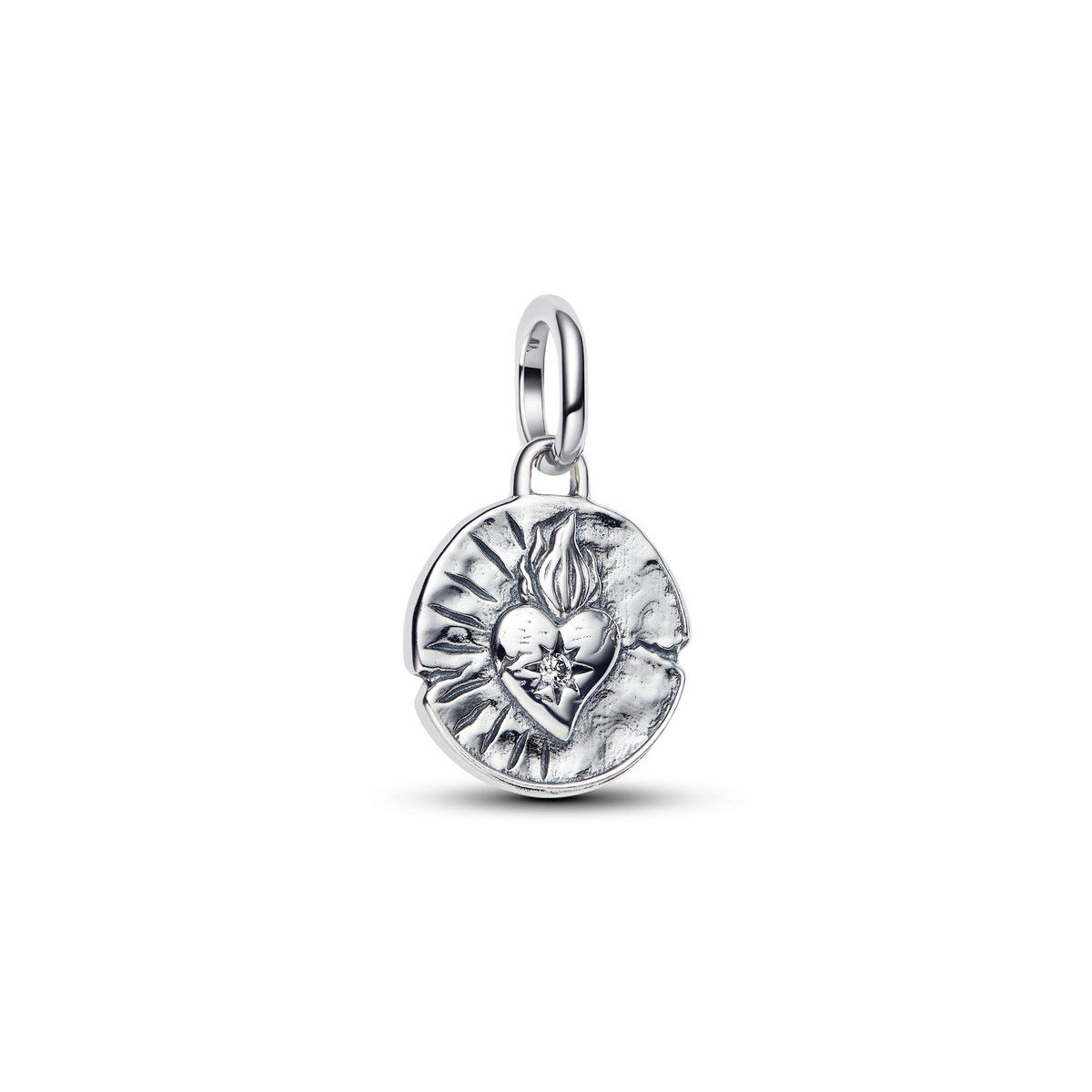 Heart Silver Medallion W Clr Cb Zir