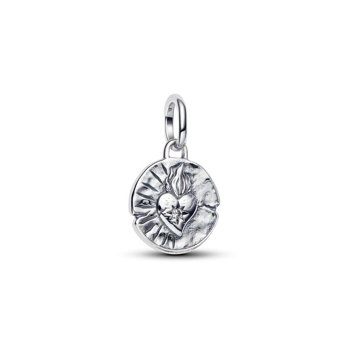 Heart Silver Medallion W Clr Cb Zir