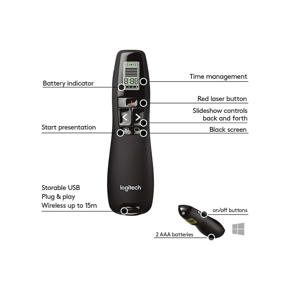 Logitech - Green Laser Presenter - 100ft