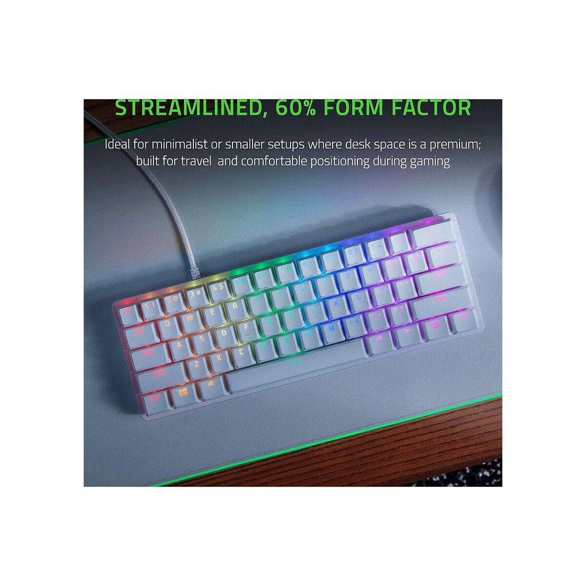 Razer - Huntsman Mini 60% Gaming Keyboard - Mercury White