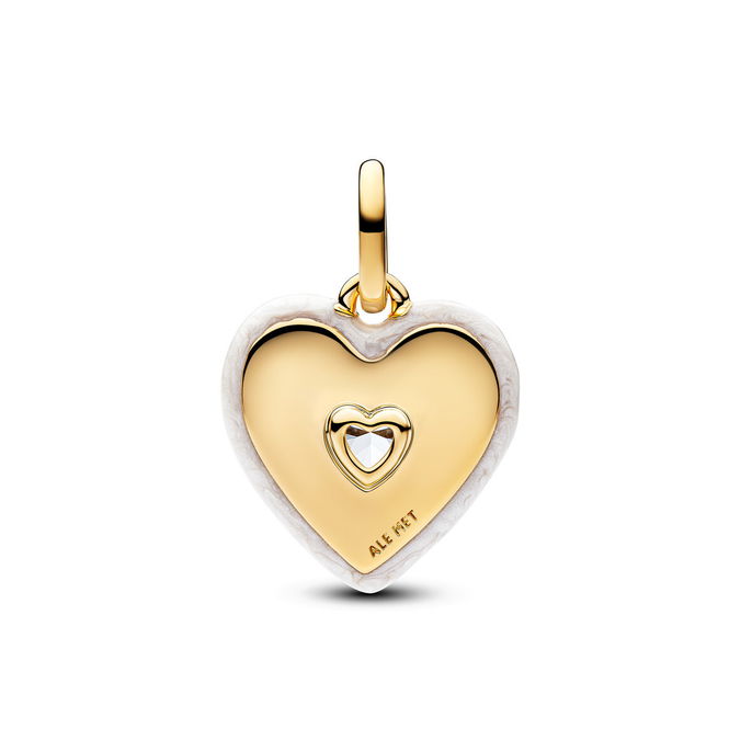 Radiating White Heart Medallion Charm Radiating White Heart Medallion Charm
