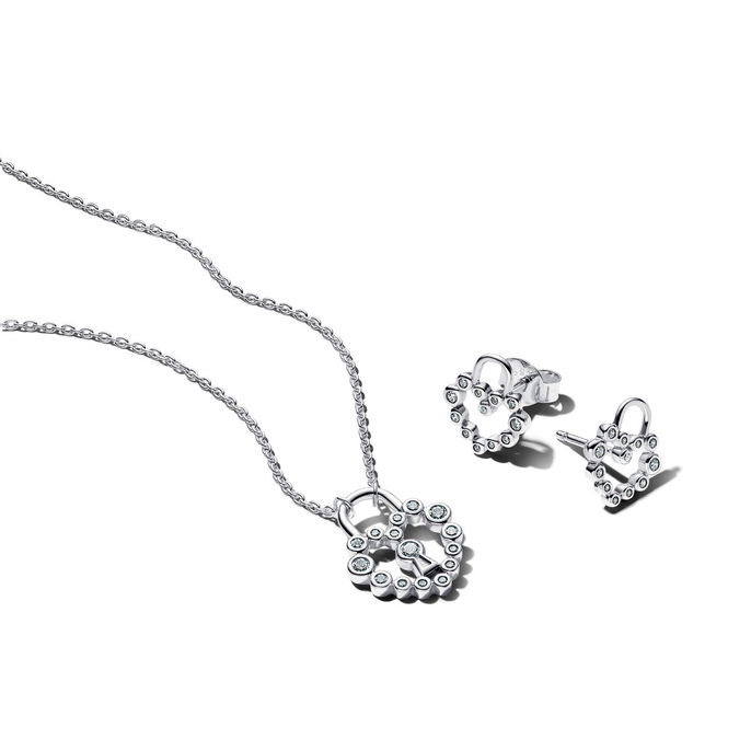 Sparkling Heart Padlock Jewelry Giftset