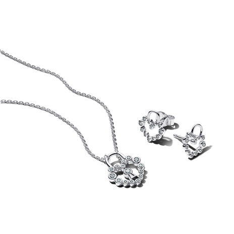 Sparkling Heart Padlock Jewelry Giftset