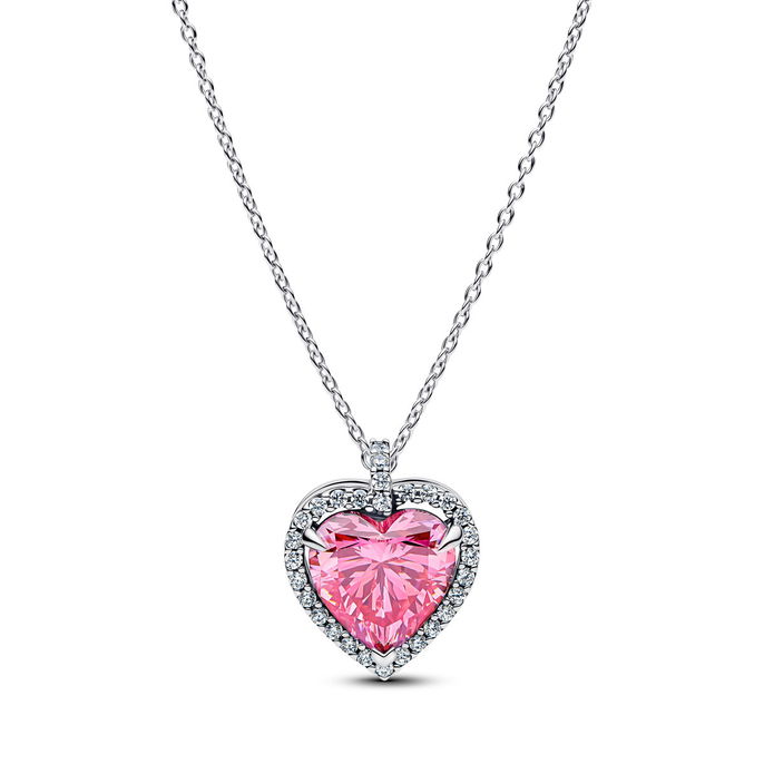 Pink Halo Heart Collier Necklace
