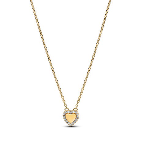 Engravable Heart Halo Collier Necklace