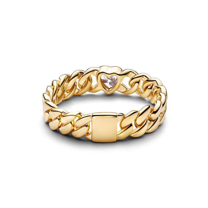 Heart Cuban Chain Ring #164386C01 Heart Cuban Chain Ring #164386C01