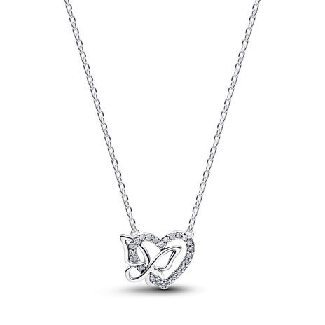 Entwined Heart & Butterfly Pendant Necklace