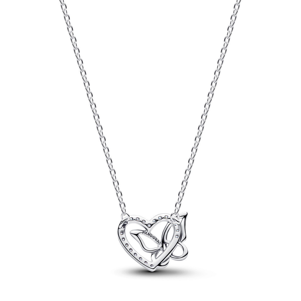 Entwined Heart & Butterfly Pendant Necklace