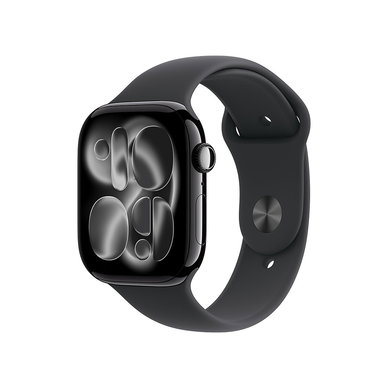 Apple - Watch Series 11 [GPS 46mm] Smartwatch with Jet Black Case and Black Sport Band - M/L