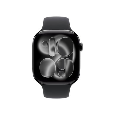 Apple - Watch Series 11 [GPS 46mm] Smartwatch with Jet Black Case and Black Sport Band - M/L