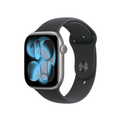 Apple - Watch Series 11 [GPS 46mm] Smartwatch with Space Gray Case and Black Sport Band - M/L