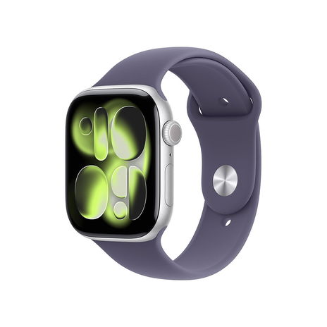 Apple Watch Series 11 [GPS 46mm] Smartwatch with Silver Case and Purple Fog Sport Band - M/L