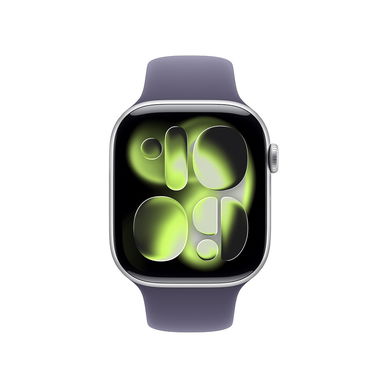 Apple Watch Series 11 [GPS 46mm] Smartwatch with Silver Case and Purple Fog Sport Band - M/L