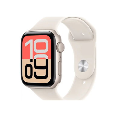 Apple - Watch SE 3 (GPS) 44mm Starlight Aluminum Case with Starlight Sport Band - M/L - Starlight - (2025)