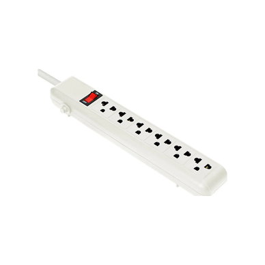 Power Strip, 6-Outlets, 120V, White