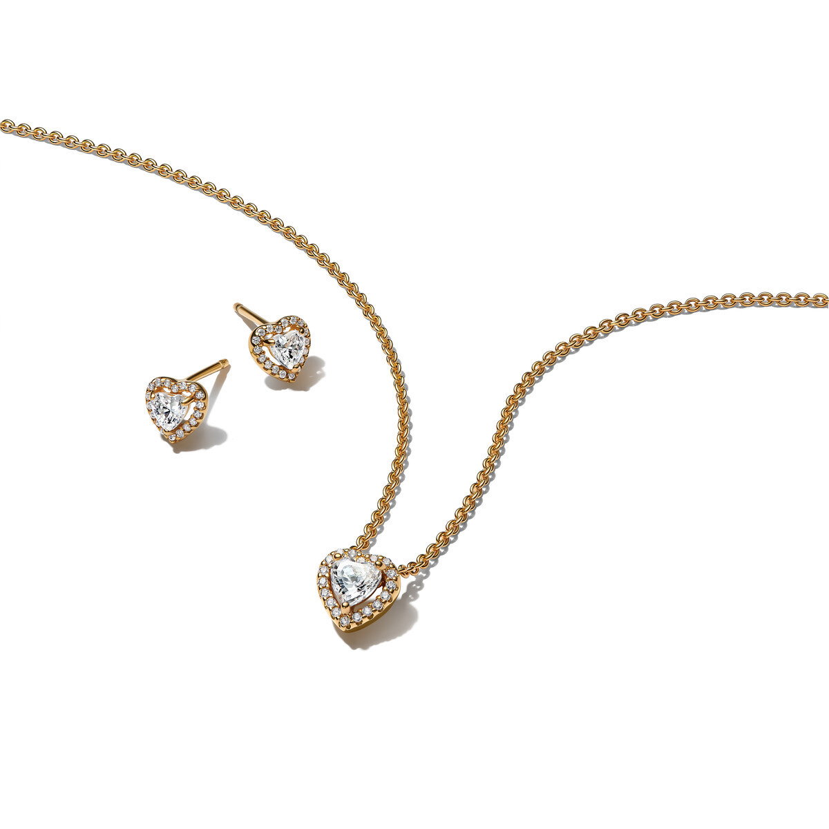 Golden Elevated Heart Jewelry Gift Set