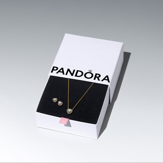 Golden Elevated Heart Jewelry Gift Set