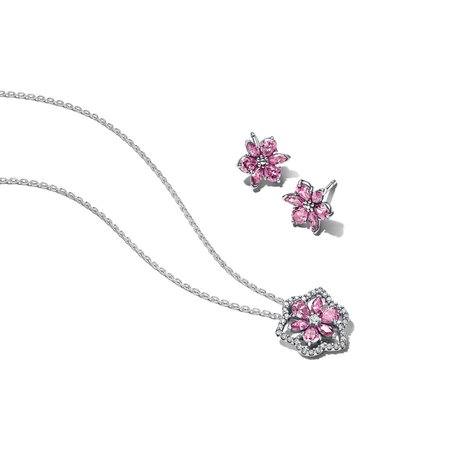 Herbarium Sparkling Pink Flower Jewelry Gift Set