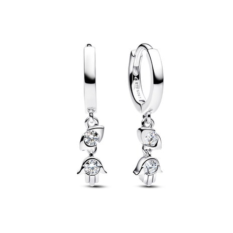Pandora Talisman Sterling Silver Lab-Grown Diamond Evil Eye & Hamsa Hand Dangle Earrings