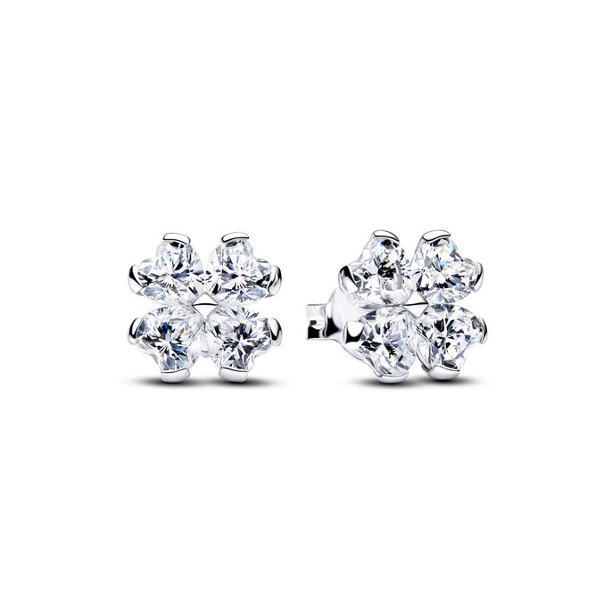 Sparkling Lucky Clover Stud Earrings