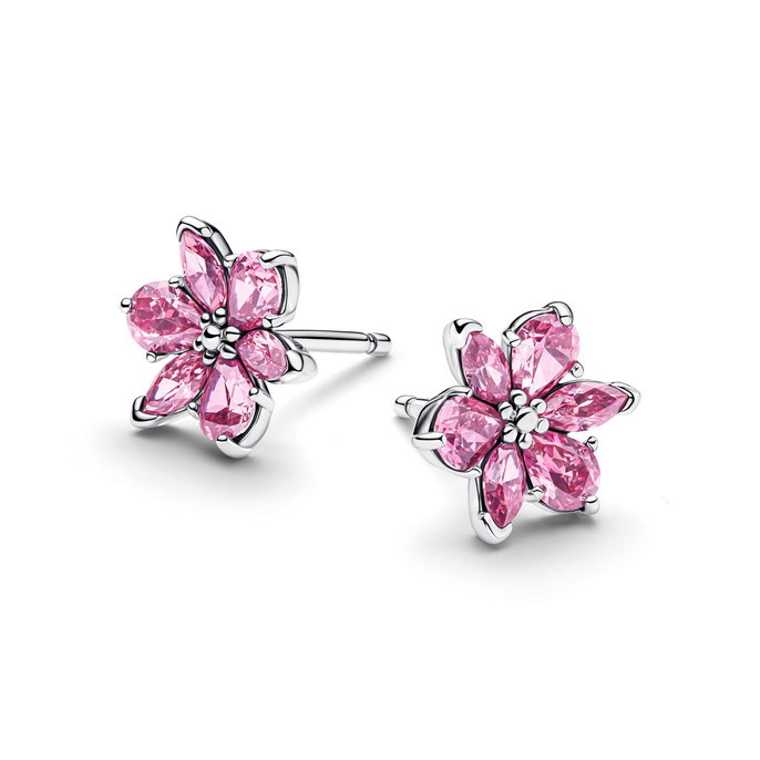 Herbarium Sparkling Pink Flower Stud Earrings Herbarium Sparkling Pink Flower Stud Earrings