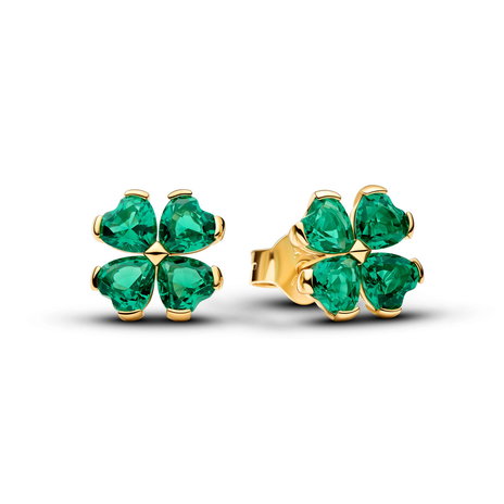 Green Lucky Clover Stud Earrings