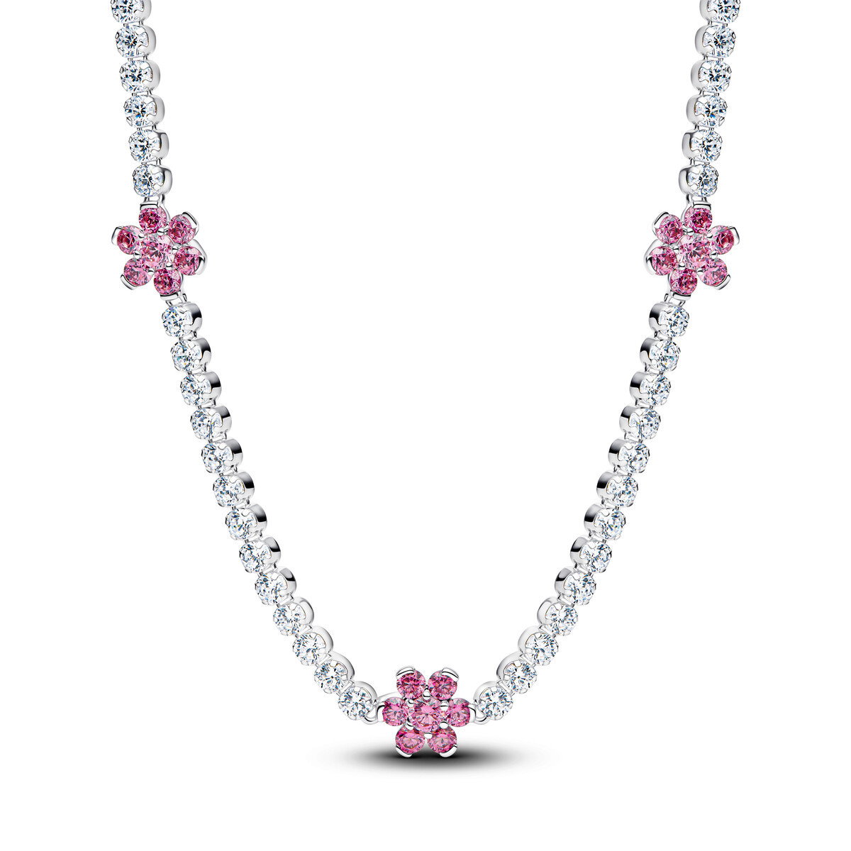 Pink Flower Tennis Necklace