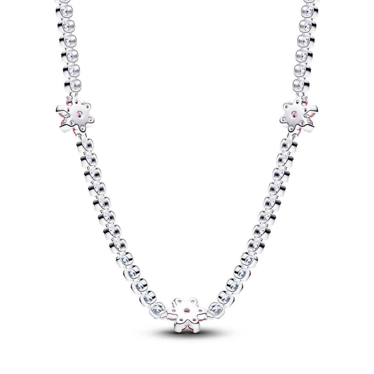 Pink Flower Tennis Necklace