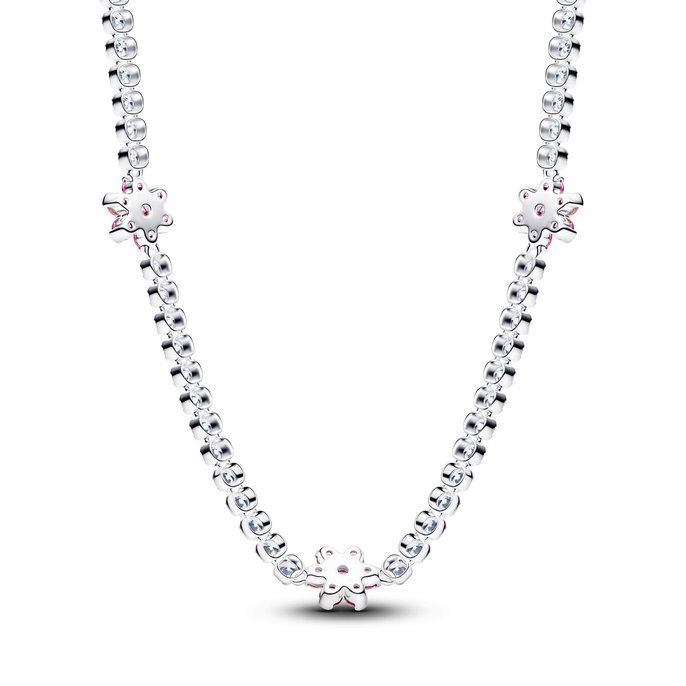 Pink Flower Tennis Necklace