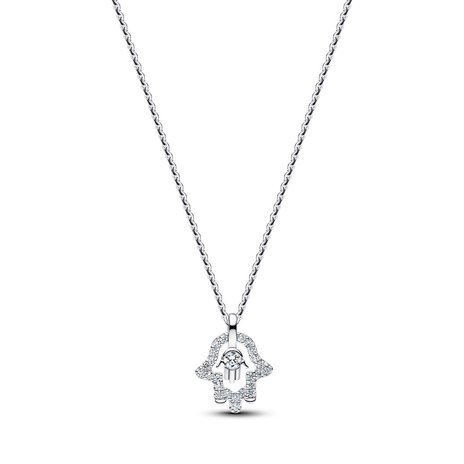 Pandora Talisman Sterling Silver Lab-Grown Diamond Hamsa Hand Pendant Necklace