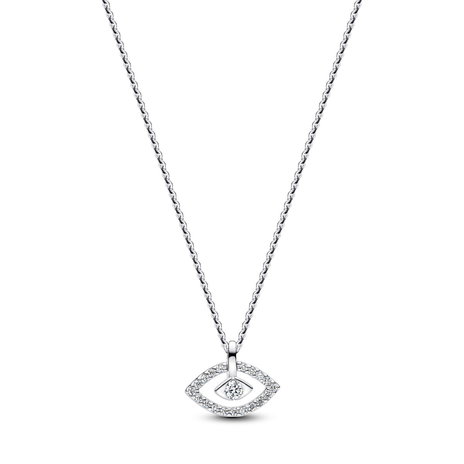 Pandora Talisman Sterling Silver Lab-Grown Diamond Evil Eye Pendant Necklace