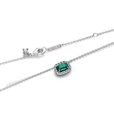 Rectangular Sparkling Green Halo Pendant Necklace Rectangular Sparkling Green Halo Pendant Necklace
