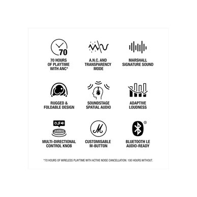 Marshall - Monitor III ANC Active Noise Cancellation, Wireless Bluetooth Headphones