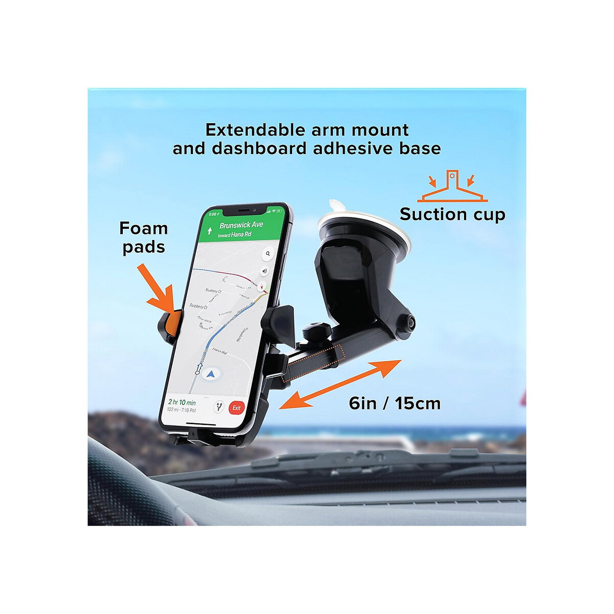 Armor - All Phone Mount for Cars, Suction Dashboard & Windshield Phone Holder