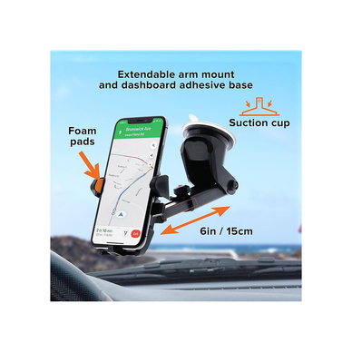 Armor - All Phone Mount for Cars, Suction Dashboard & Windshield Phone Holder