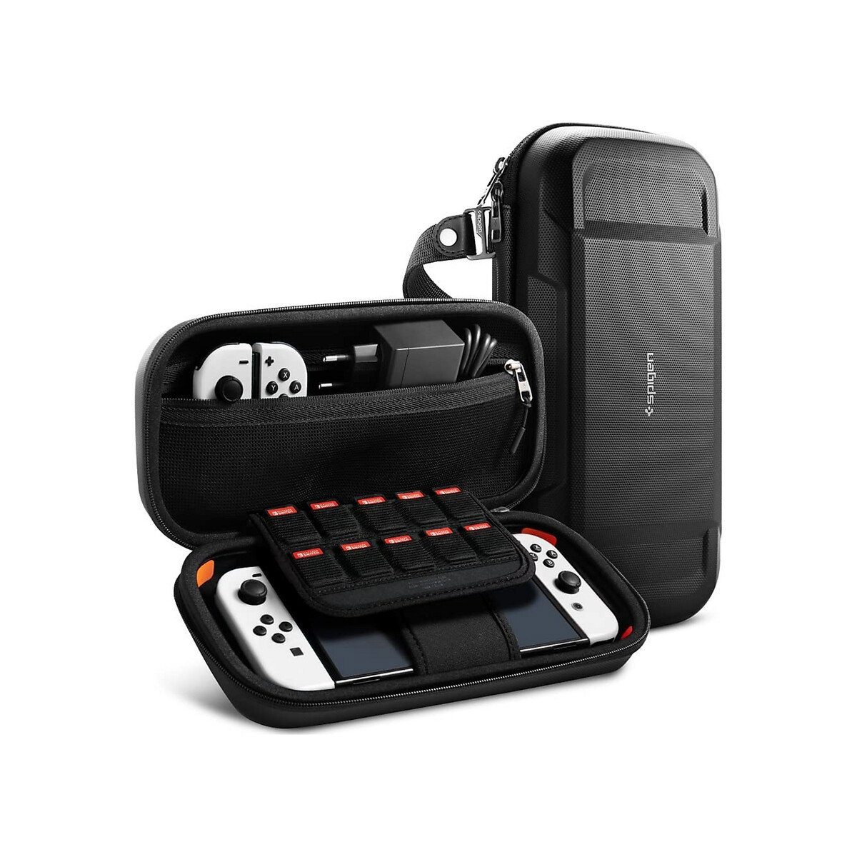 Spigen - Rugged Armor Pro Travel Carrying Hard Case Compatible with Nintendo Switch (2017) and Nintendo Switch OLED (2021) - Black