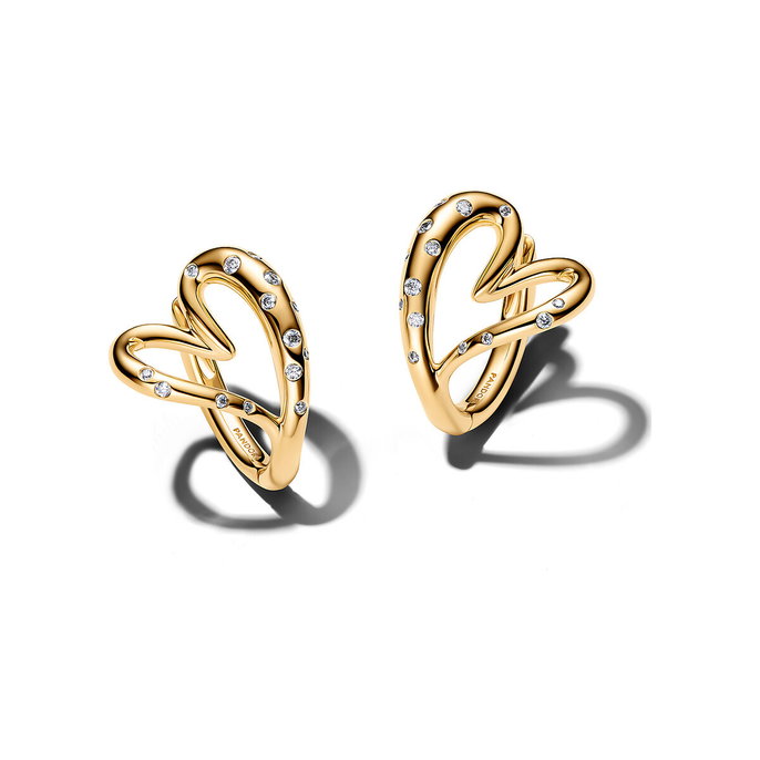 Organically Shaped Stone-Set Heart Hoop Earrings Organically Shaped Stone-Set Heart Hoop Earrings